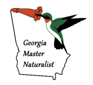 Georgia Master Naturalist logo: a green hummingbird with an orange flower over the outline of Georgia, with the text 'Georgia Master Naturalist'